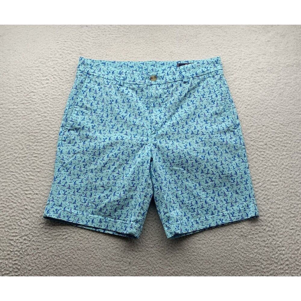 Vineyard Vines Breaker Shorts Mens 33 (Tag 32) 9"‎ Blue Island Sailboat Preppy